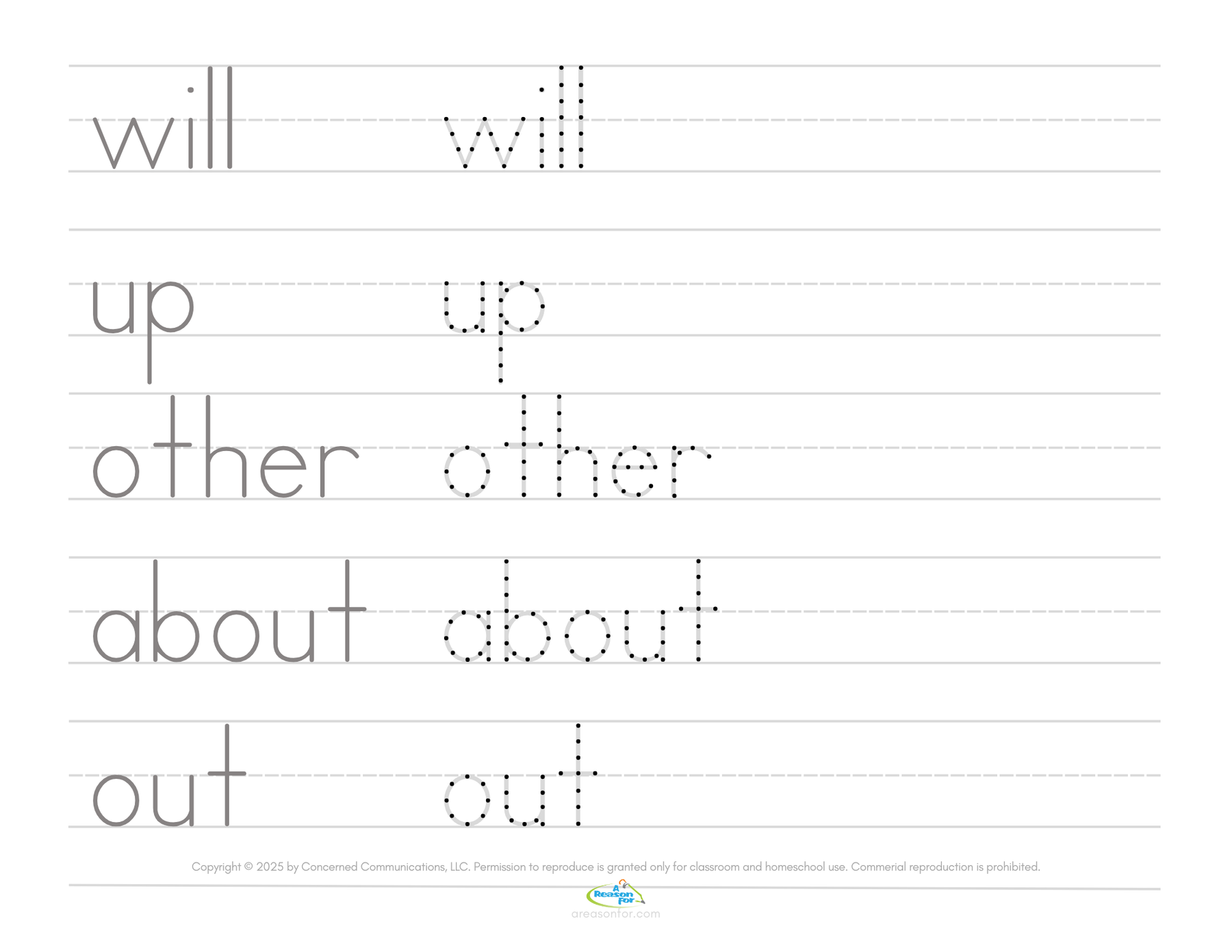 Handwriting Practice Sheets - Fry's First 100 Sight Words (Digital)