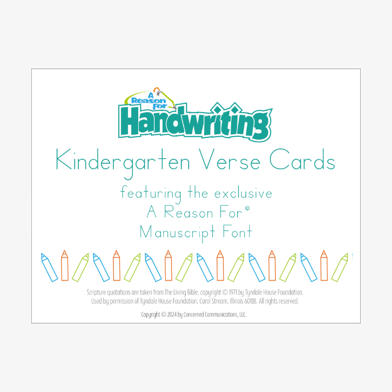 Handwriting Kindergarten Verse Cards