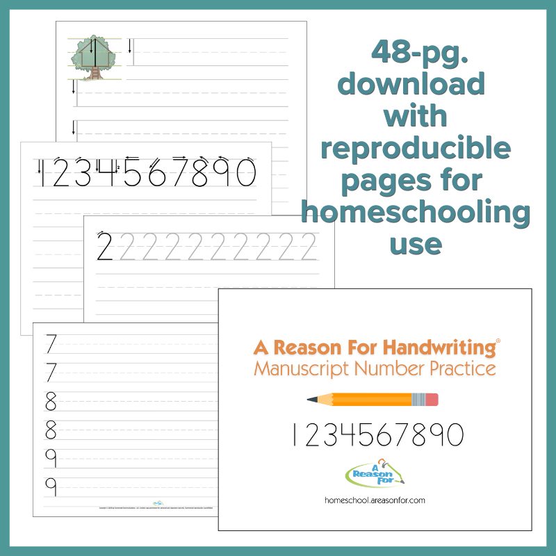 Handwriting Manuscript Number Practice Pages (Digital Download)